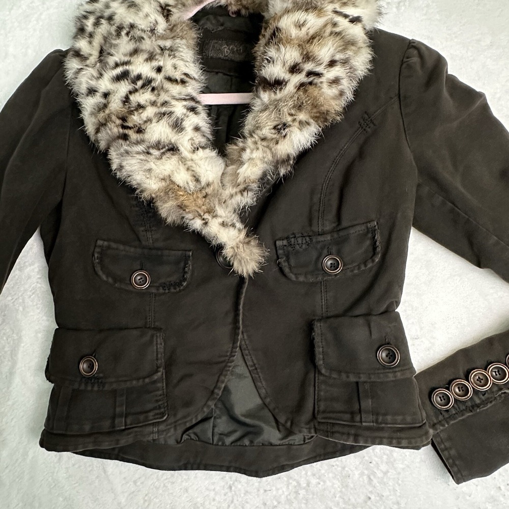 Bray Einstein Prod‎ & Prod Womens Jacket S Removable Fur Collar Canvas Stitching